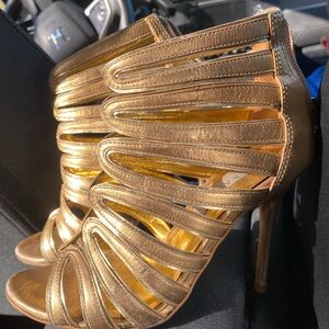 Gold Strappy Heeled Sandals